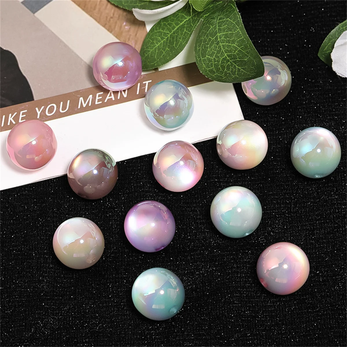 CH41 10Pcs 16mm Bright Acrylic Transparent  Colorful Beads Diy Necklace Handmade Clothes Cat Eyes Jewelry Accessories