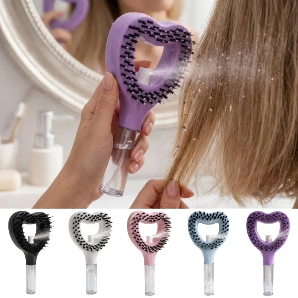 2-in-1 Heart-shaped Spray Hair Comb Multi-Function Shine Restoration Salon Styling Brush Anti-Frizz Scalp Nourish
