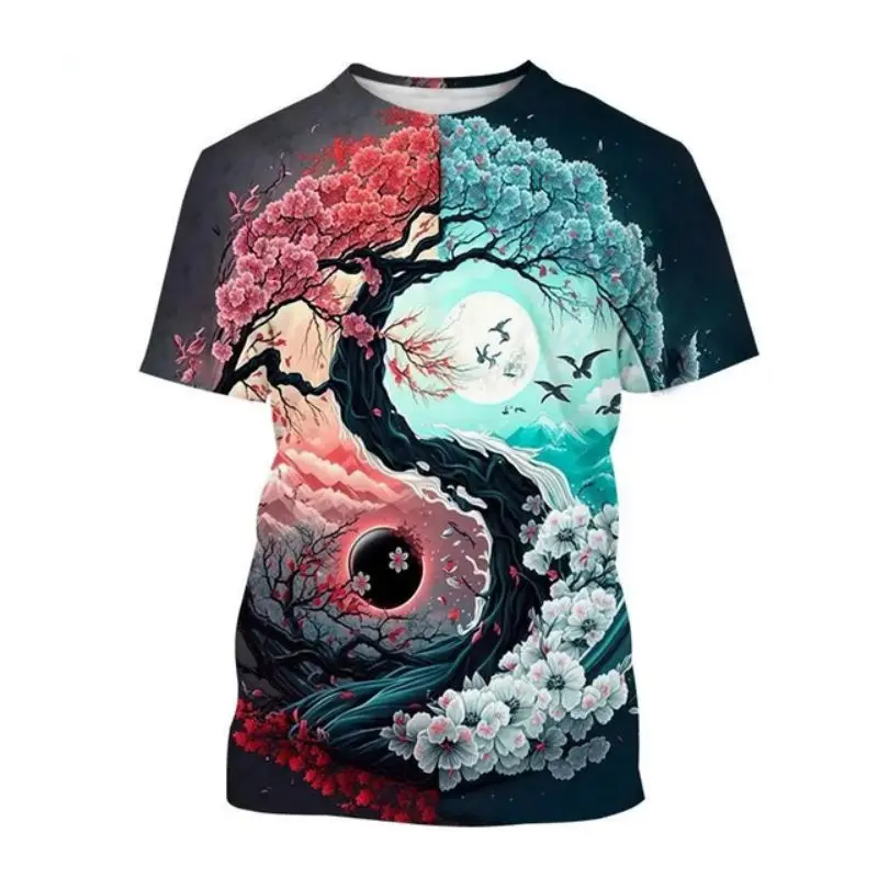 Dragon Totem 3d Printing Fashion Summer Men's Short Sleeve T-Shirt Tai Chi Yin-Yang Koi Creative Harajuku Loose Casual Clothing