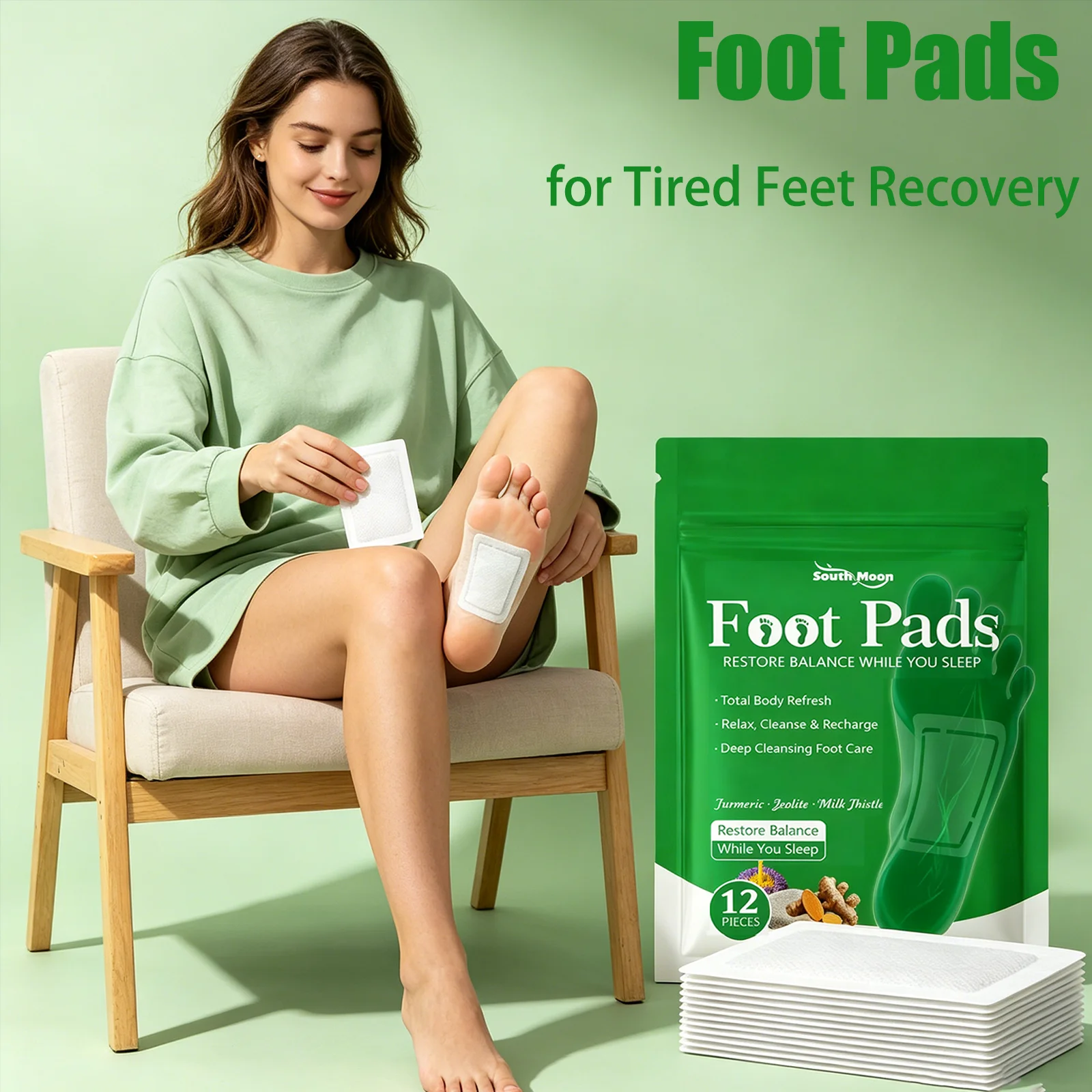 South Moon Foot Pads for Tired Feet Recovery Turmeric Ginger Deep Cleansing Fatigue Relief Swelling Reduction Foot Care Stickers