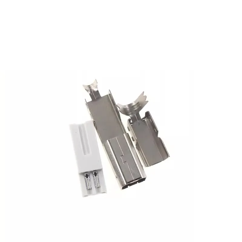 USB Connector Square Port B-type Male Soldered Wire Three Piece Iron Case USB Printer Plug Square Female Base Data Transmission