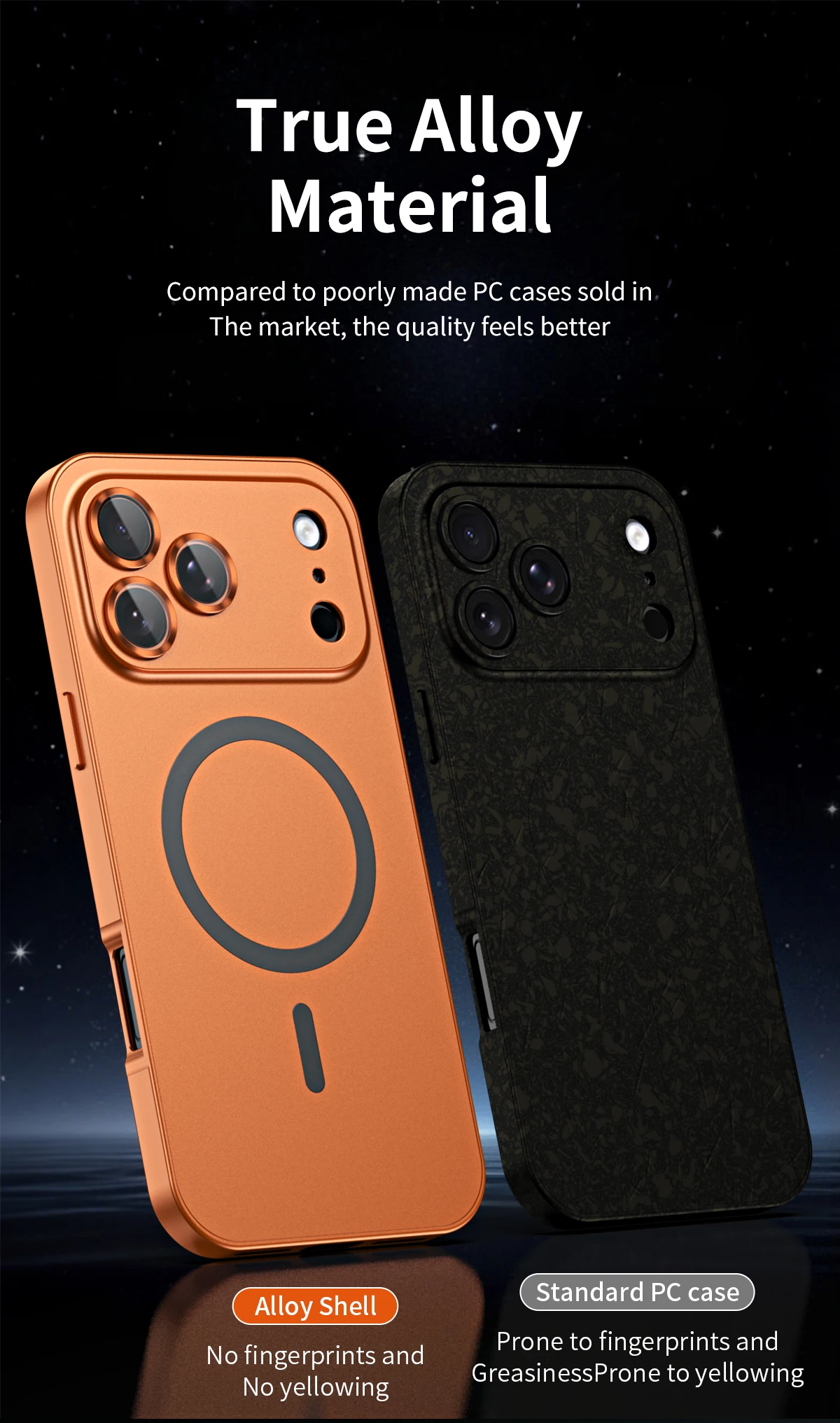 PHAEVOX MagFrame Pro Silver color on iPhone showing metal frame sides