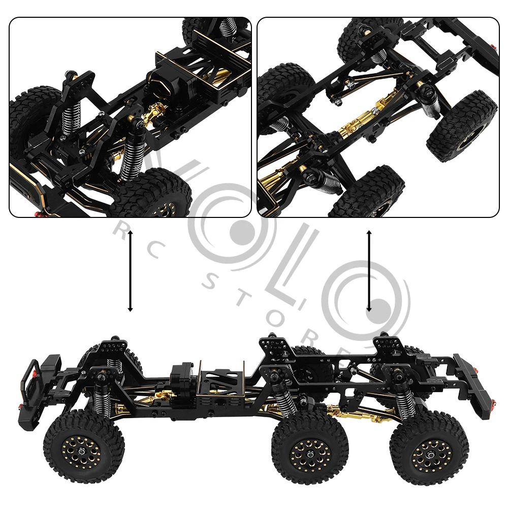 TRX4-M Mosiądz i metalowa rama podwozia samochodu RC 6x6 z przednimi środkowymi tylnymi osiami Skrzynia biegów DIY dla TRX4M 1/18 RC Crawler Części