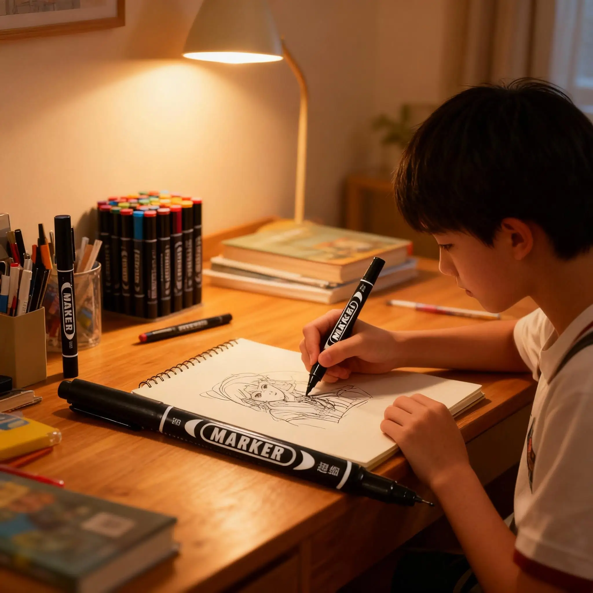 

Premium Dual Tip Permanent Marker Pen - Fine & Broad Black Ink (2.8mm) Dual-Tip Black Permanent Marker Pen For Artists