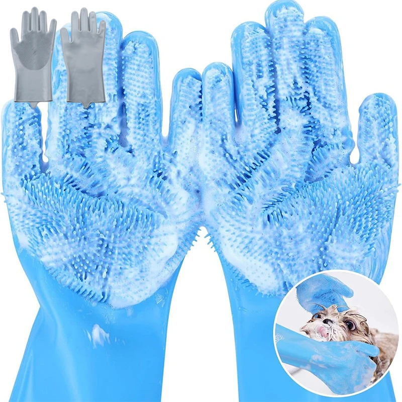 

Pet Grooming Cleaning Gloves Dog Massage Bathing Cleaning Glove Soft Silicone Hair Removal Glove Hand Skin Protection Glove