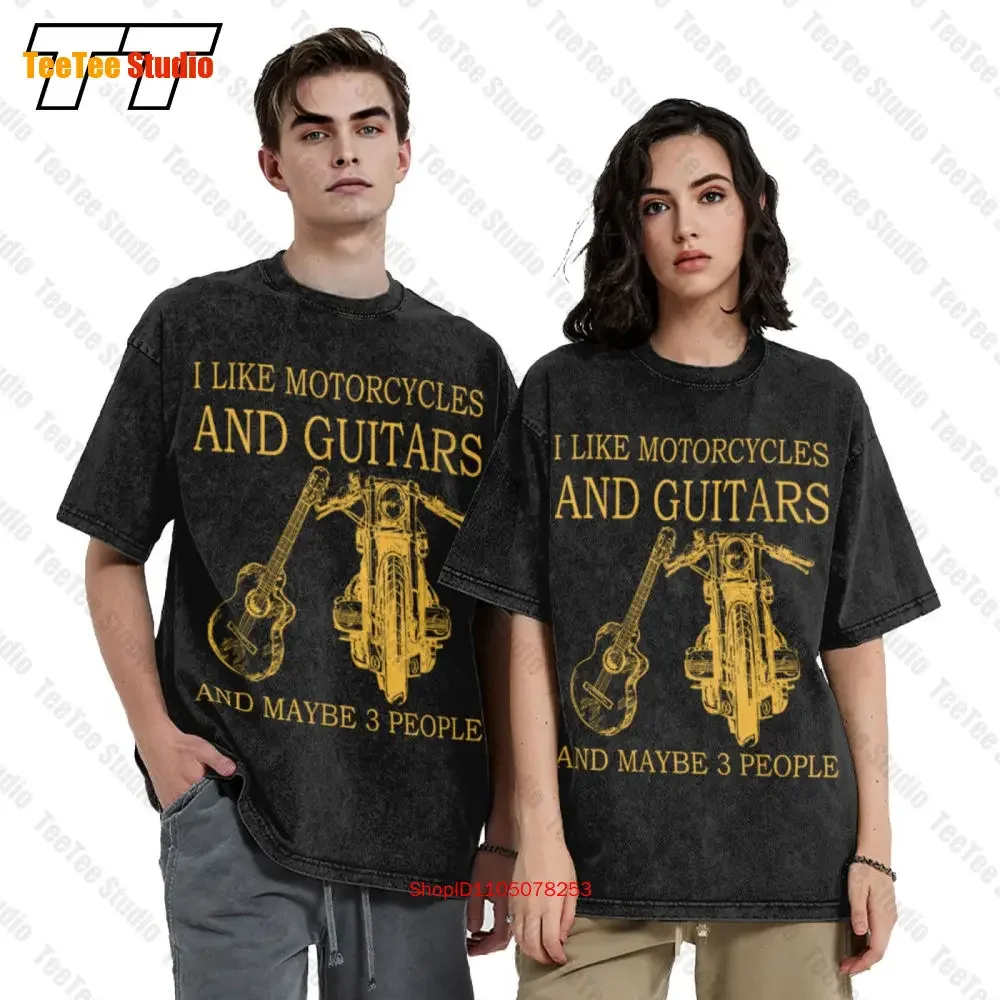 I Like Motorcycles And Guitars And Maybe 3 People Vintage Oversized T-Shirt 7CIB