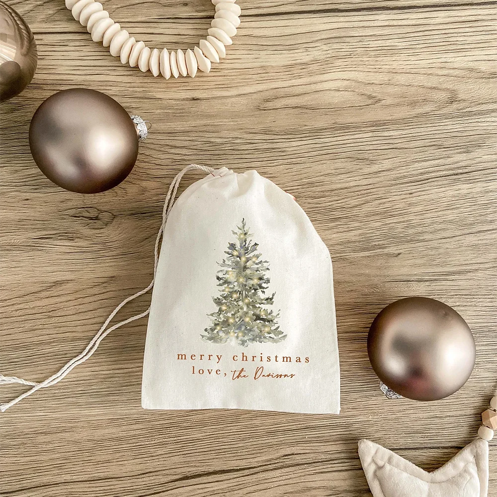 

Custom 5Pcs Christmas Tree Favor Bag Christmas Party Decor Supplies Holiday Hangover Kit Drawstring Treat Bag Santa Sacks Gift