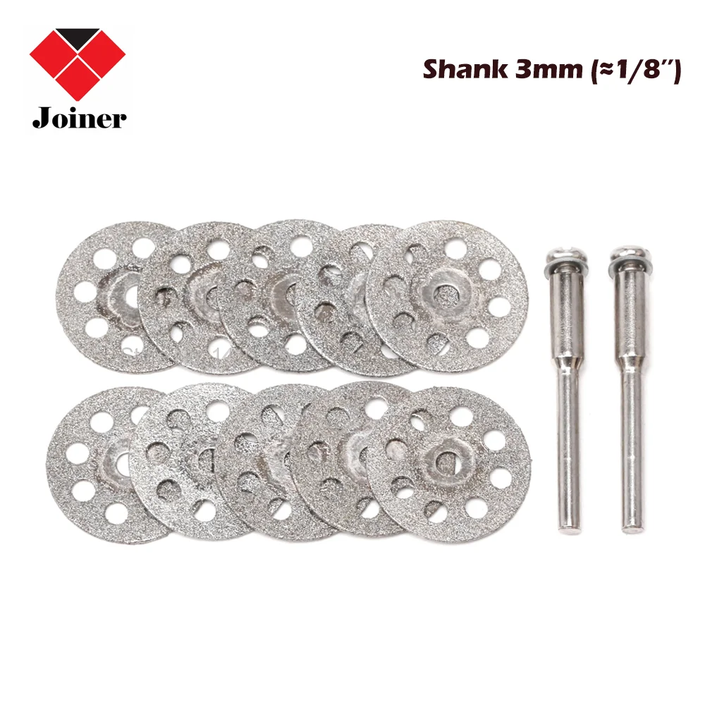 

10 шт. 20-30 мм отрезной диск с алмазным покрытием, абразивные круги, набор вращающихся лезвий, отрезной диск с хвостовиком 1/8 дюйма для инструментов Dremel