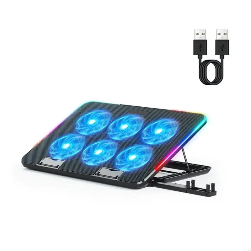 

583D Laptop Cooler Laptop Cooling Pad Notebook Gaming Cooler Stand with 6 LED Fan