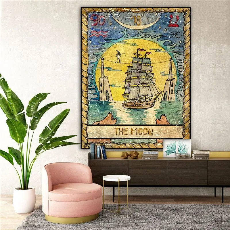 VIKAMA Vintage Tarot The Star Tapestry Mystical Woman in Water Celestial Wall Hanging Witchy Wall Art Bedroom Dorm Living Room