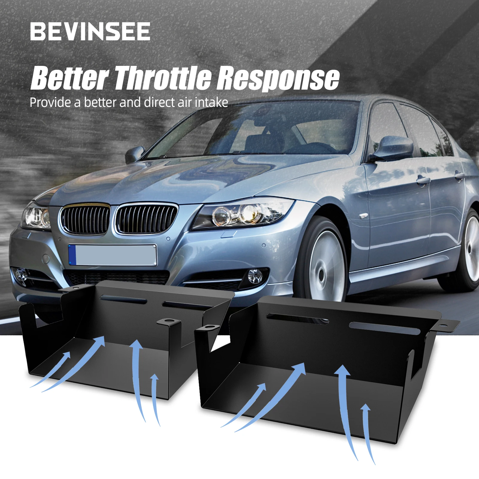 BEVINSEE Air Intake Scoops for BMW E92 E93 E90 N54 N55 335i 335xi 2007 2008 2009 2010 2011 2012