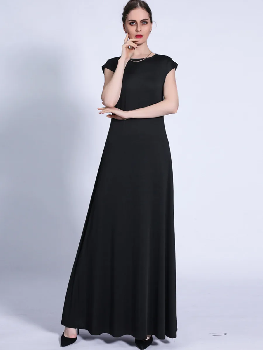 Muzułmańskie kobiety arabski dubaj Abaya długa sukienka bez rękawów Kaftan skromna szata Femme Islam afrykańskie solidne miękkie sukienki Maxi odzież