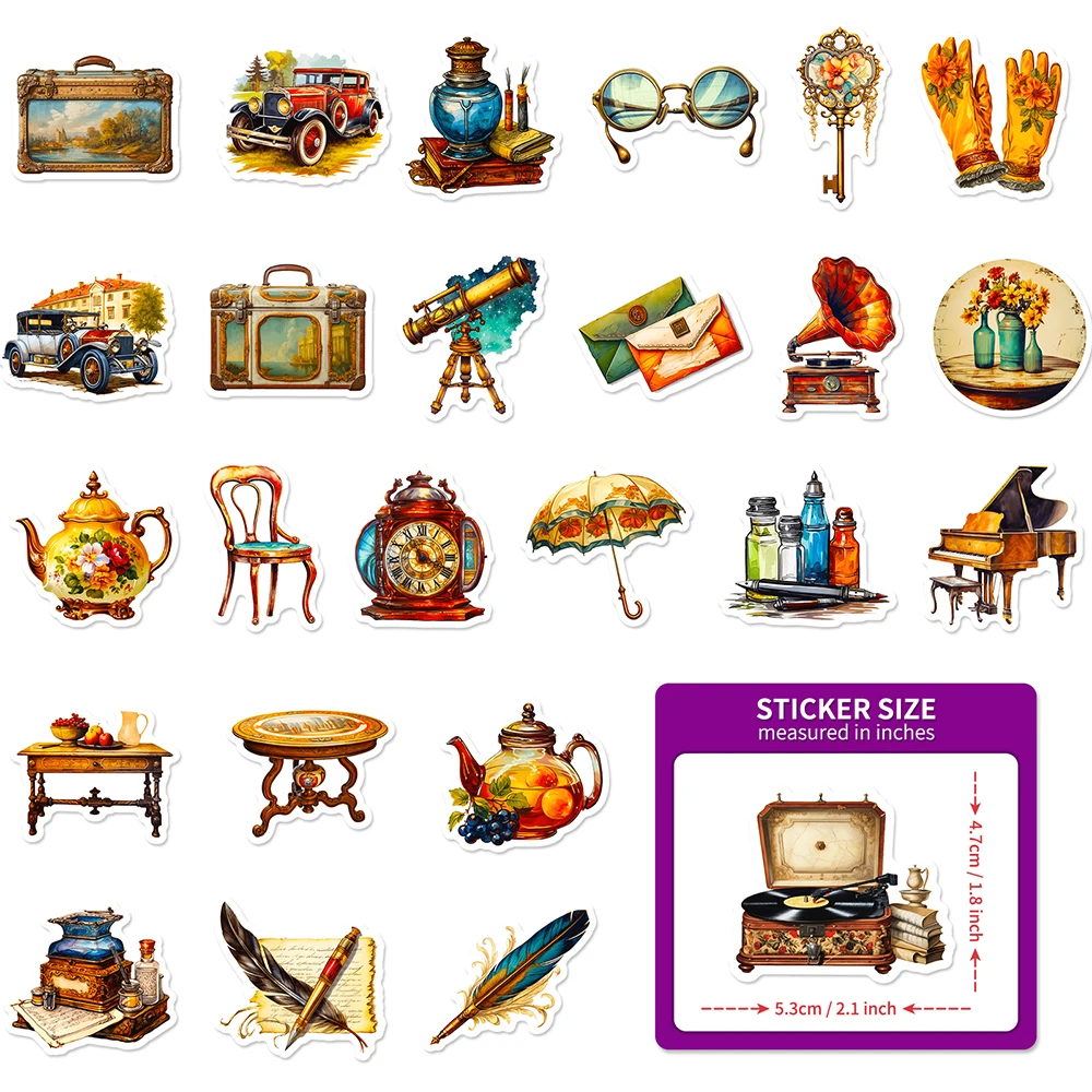 10/50Pcs Medieval Retro Stickers Pack for Kids Laptop Scrapbooking Travel Luggage Computer Car Decoration Graffiti Sticker Decal