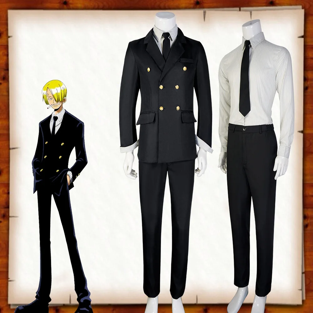 

Zhi Guo Cosplay Costume, Chef Sanji Zoro Black Suit Cosplay Anime Costume Factory