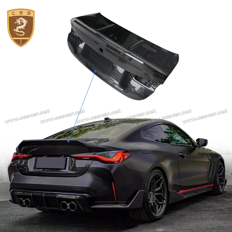 For BMW M4 G82 G83 Modified CSL Style 2 Door Car Rear Trunk Hood Tail Cover Dry Carbon Fiber Rear Engine Bonnet Bodykits