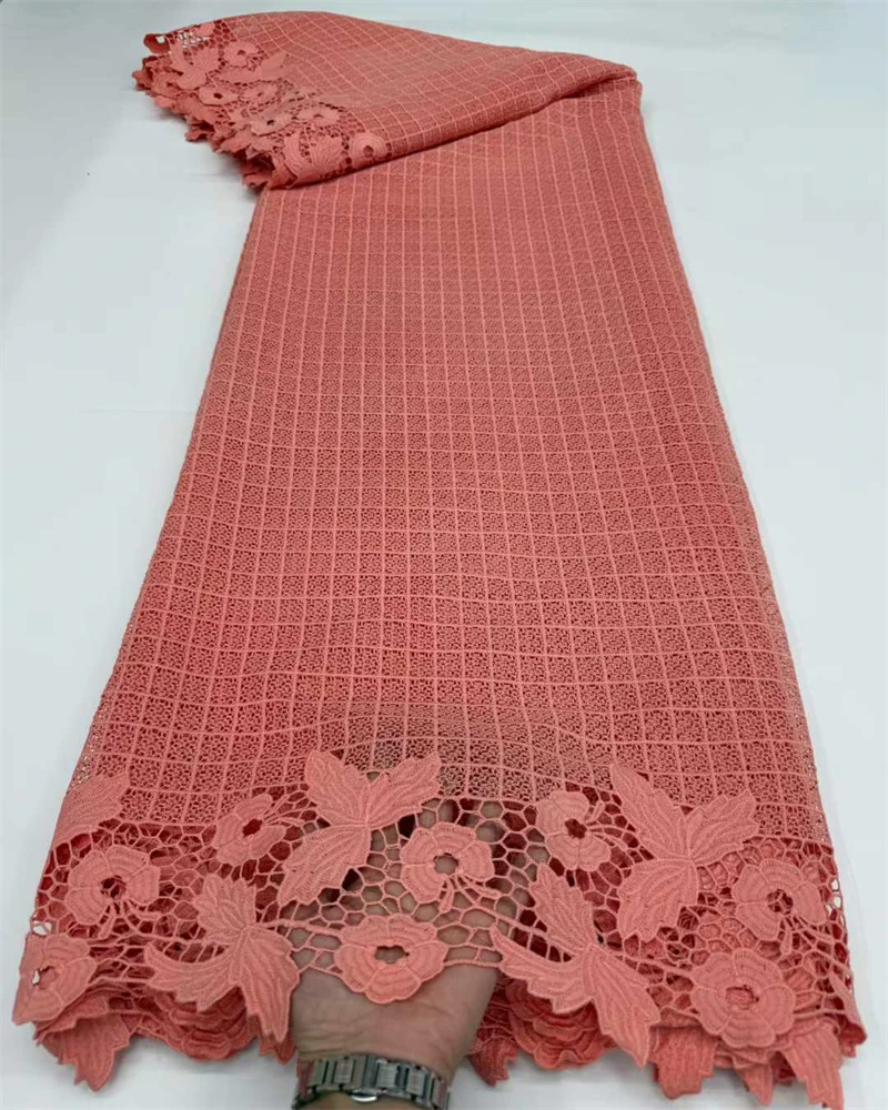 

Африканская нигерийская кружевная ткань с вышивкой, новейшая, женская, свадебное платье, тюль, хлопчатобумажная ткань на метр, высокое качество, 2024,5 ярдов