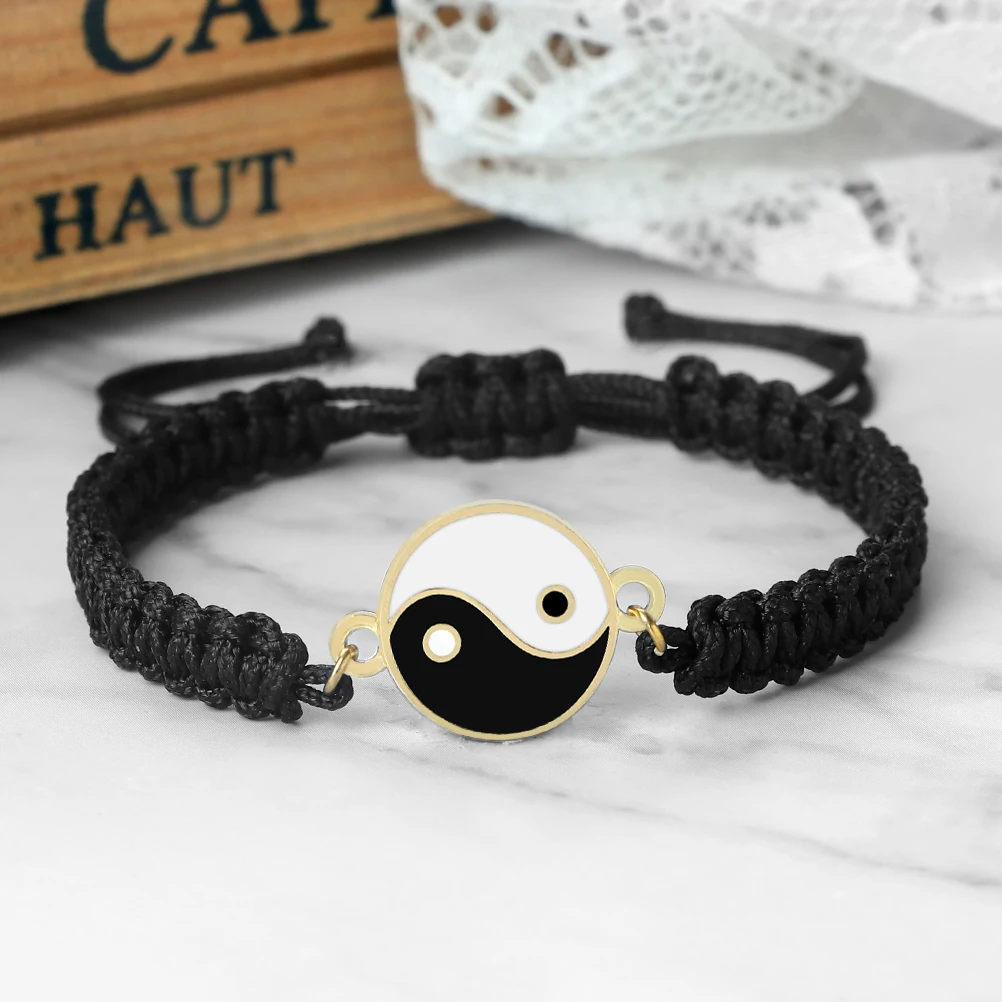 Traditional Tai Chi Yin Yang Couple Bracelets Charm Black Color Hand-Woven Rope Bracelets For Women Men Friendship Jewelry Gifts