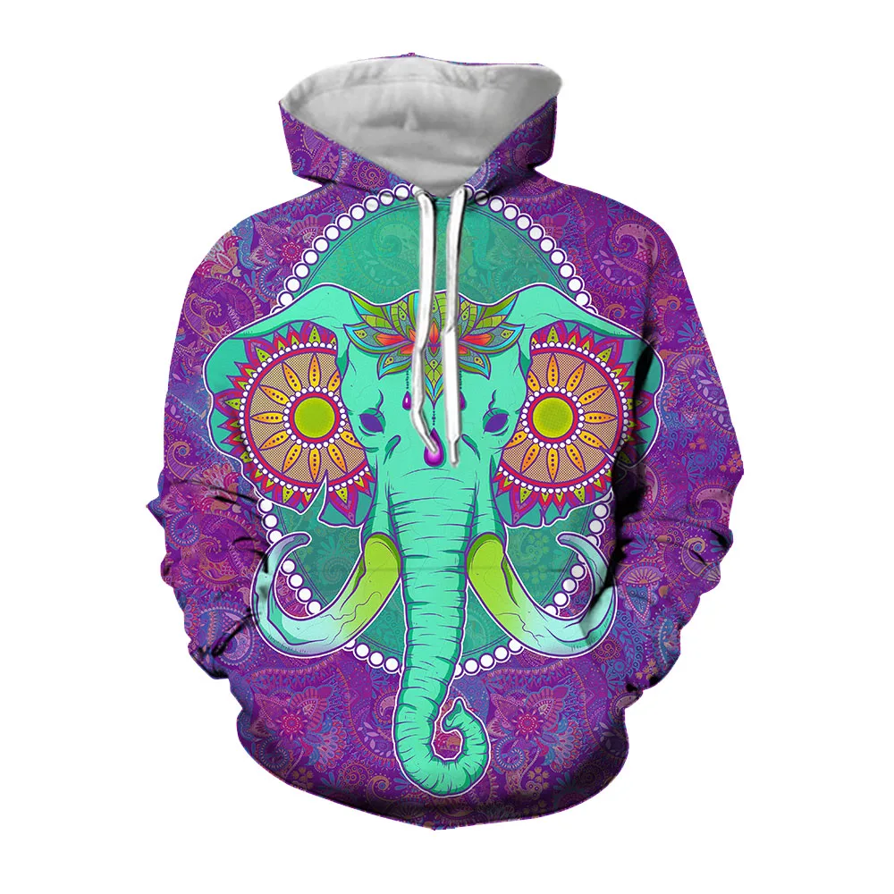 Jumeast 3D India Mandala Elephant Printed Graphic Hoodie Plus Size Hoodies For Men Streetwear Vintage YK2 Aesthetic Clothing 7XL