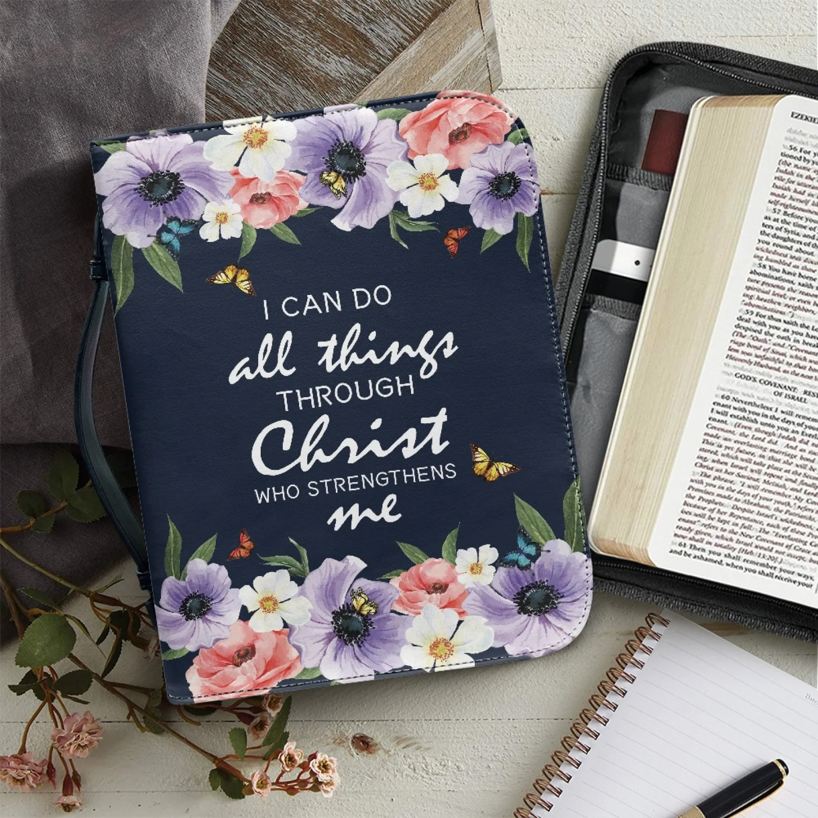 Bible Bags Trust In The Lord With All You Heart Print Ladies Storage Christian Bible Cover Case for Women Personalized Handbags