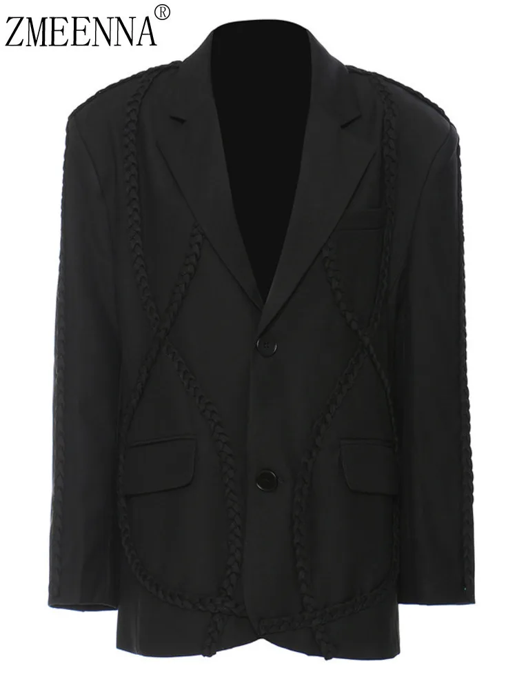 

ZMEENNA Женский черный пиджак с цепочкой, острый модный выставной из высококачественного роскошного образа, ощущение для добавления ZM573
