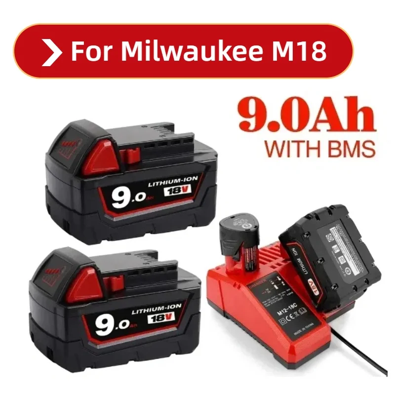 

6000mAH/9000mAH For Milwaukee M18 18V Replacement For Milwaukee M18B5 XC Li-ion battery 48-11-1815 48-11-1850 2604-22 2604-20