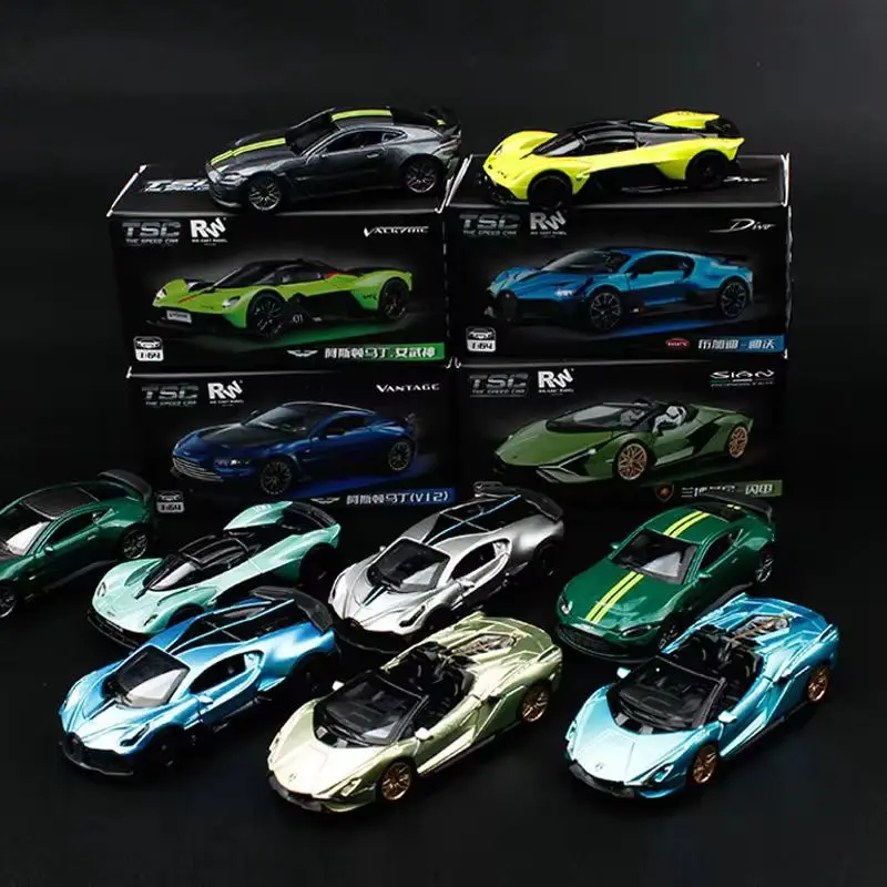 Tsc 1:64 Alloy Car Model Aston Martin Bugatti Simulation Children Toys Decoration Collectible Item Non-Radio Controlled Vehicle