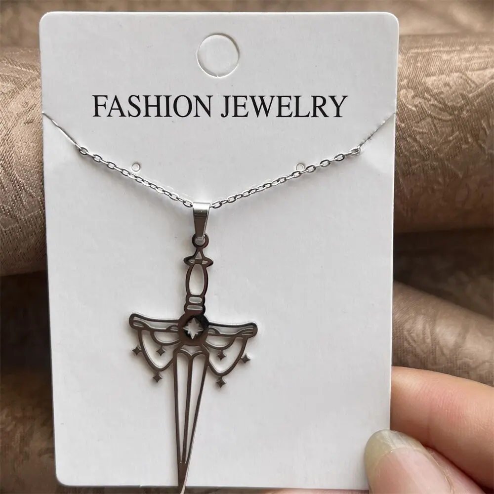 Stainless Steel Irish Trinity Celtic Knot Crescent Moon Pendant Necklace for Men Women Lucky Amulet Jewelry Gift