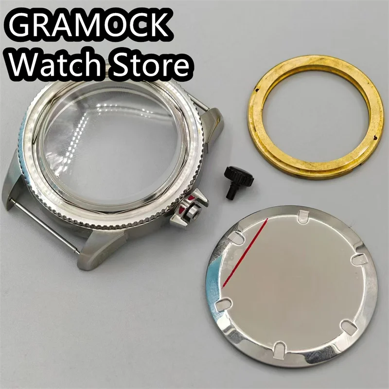 GRAMOCK 43mm Watch Case Silver Black Rose Gold Case Aluminum Bezel Fit Miyota 8205 8215 Mingzhu DG2813 3804 ETA2836 Movement