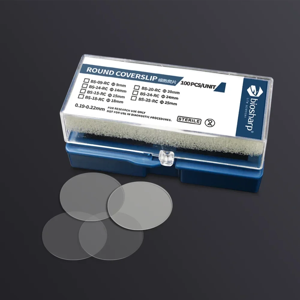 Biosharp Round Coverslip Cell Climbing Sheets Laboratory Cell Culture Products Cell Crawler Sterile for 6/12/24/48 Well Plates