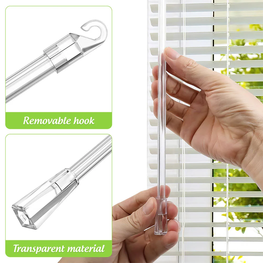 Tie Rod Rotating Drapery Opener Transparent Blind with Hook Curtain Stick Puller Hooks