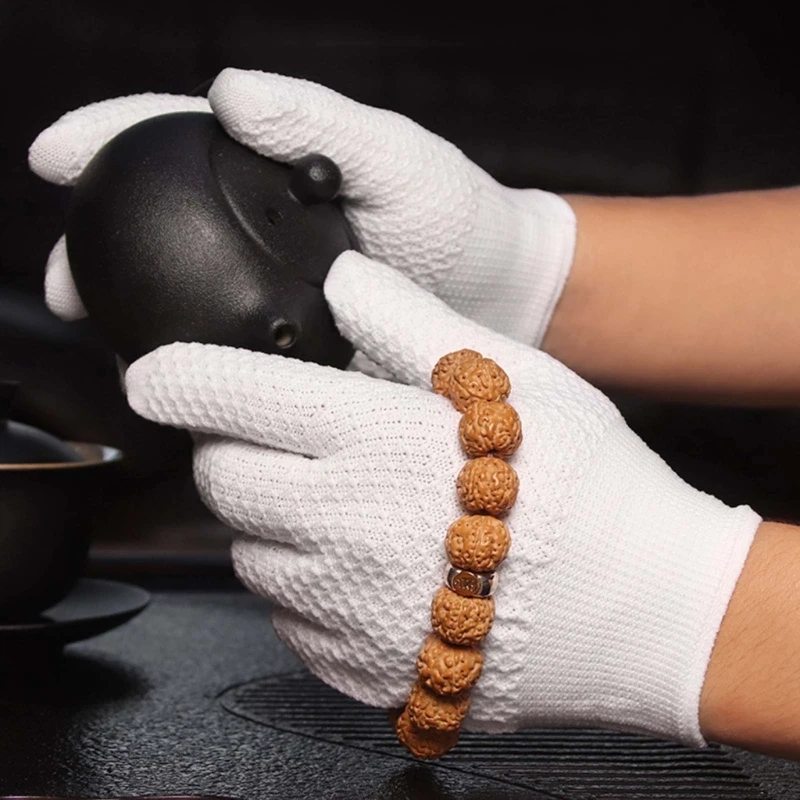 

K0EA Reinforced Pineapple Texture Gloves For Hand Buffing Of Buddhist Beads And Jewelry Artistic Collections Comfortable Fit