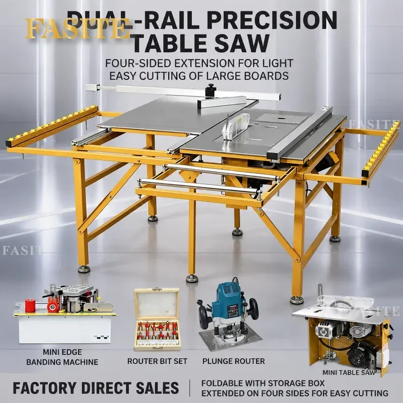 For Vermoco Woodworking Table Saw Multifunctional All-in-One Precision Push Table Workbench Dustless Safe Design for Home