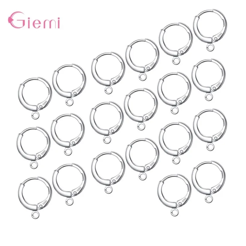 Bulk 20Pcs Fine Jewelry Design Earring Findings 925 Sterling Silver Ear Hoop For Female Earrings DIY Jewelry