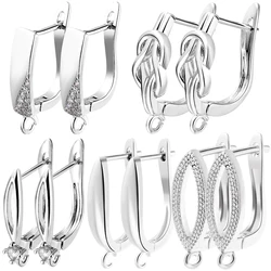 Juya18K Gold Silver Plated  2 4 Pcs/Lot Schwenzy Fastener Anti-Allergy Ear Wire Hooks Accessories For DIY Women Earrings Making