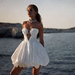 Summer Beach Ball Gown Wedding Dresses 2024 Bridal Gowns Sweetheart Mini Length Wedding Gowns Lace Up Back Robe de mariée White