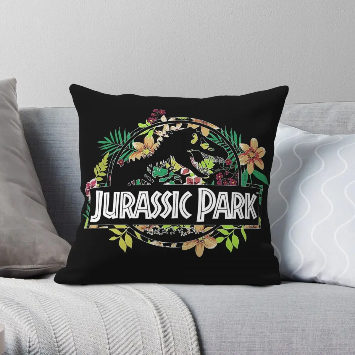 Jurassics Park Blue Fossil Square Pillowcase Polyester Linen Velvet Creative Zip Decor Car Cushion Cover