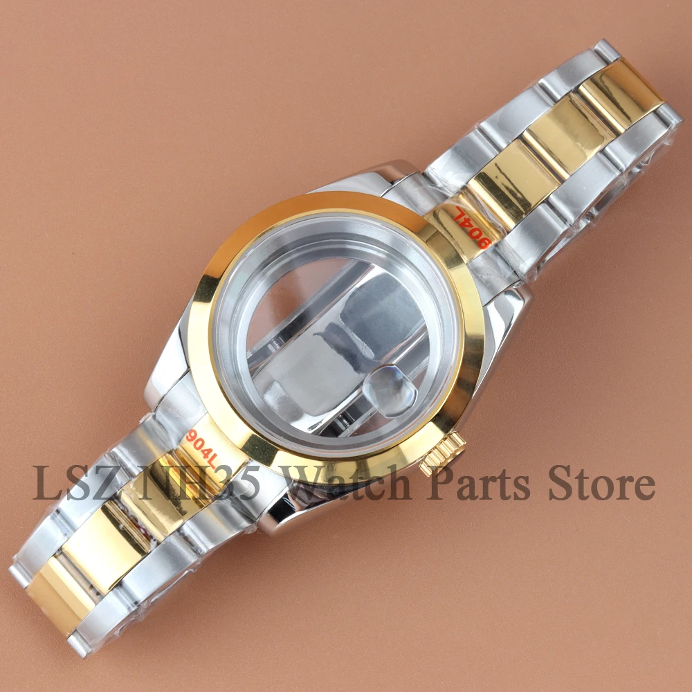 

39/36mm NH35 Rose Gold/Gold Watch Case Fit DATEJUST Nh35 Nh36 Movement 28.5mm Dial Stainless Steel Waterproof Oyster Bracelet