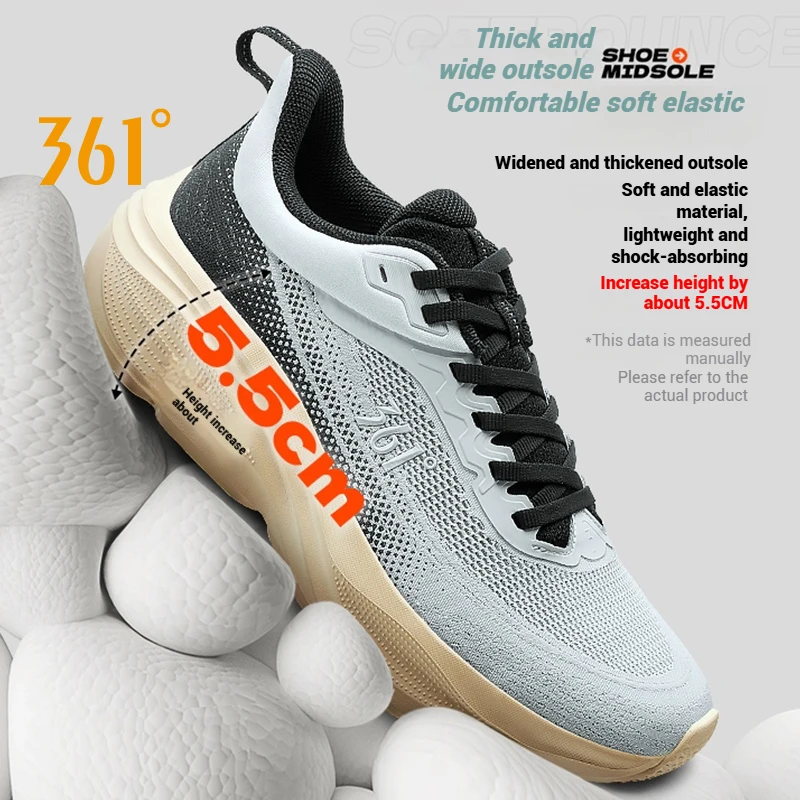 361 Degrees Xingyun Running Shoes Jogging Thick-soled Lightweight Mesh Durable Cushion Breathable Male Sneakers 672532206