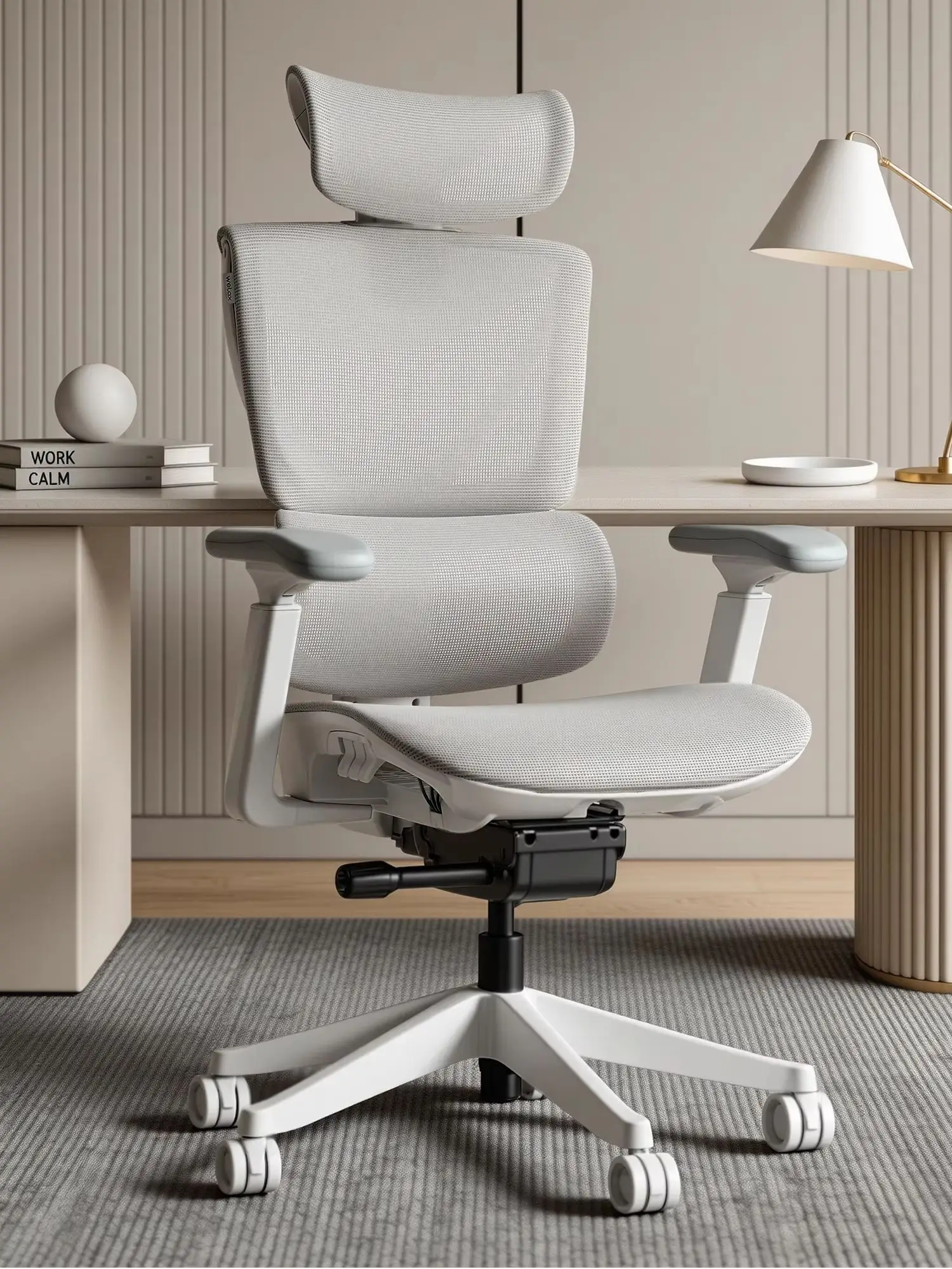 WELAX S7 Ergonomischer Bürostuhl mit Netzrücken, hoher Rückenlehne, Lendenstütze, 4-Fach verstellbaren Armlehnen und Rollen – Bequemer Stuhl für Büro, Homeoffice oder Gaming
