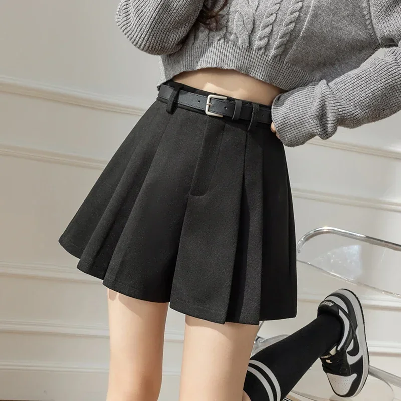 Fashion New Autumn Casual Womens Shorts Sashes Black Coffee Shorts Women High Waist Short Mujer Shorts for Women C46