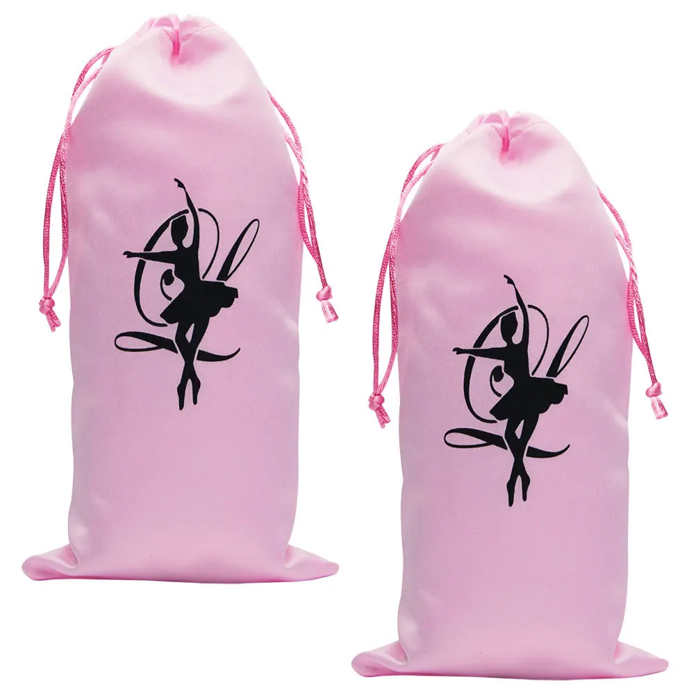 

2pcs Ballet Shoe Bags Drawstring Satin Dance Shoe Storage Pouch Portable Washable Lightweight Bag For Ballet Dancing Practice