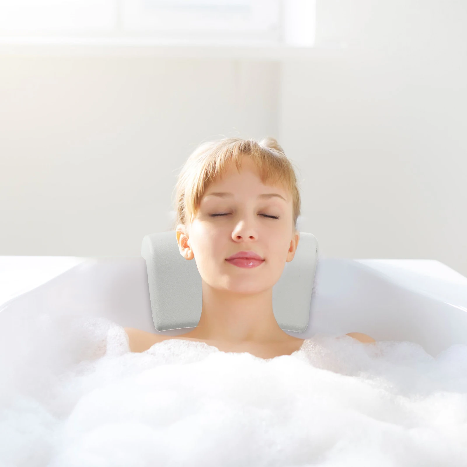 

1Pcs Bathtub Pillow PU Soft Non-Slip Shower Cushion Neck Back Support Spa Bath Pillow Head Cushion Bathroom Supply