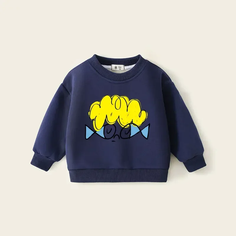Kids Fleece Pullovers Winter Thicken Tops for Kids Plus Velvet Warm Sweatshirts for Boys Cartoon Girls Sweater Baby Tops Clothes