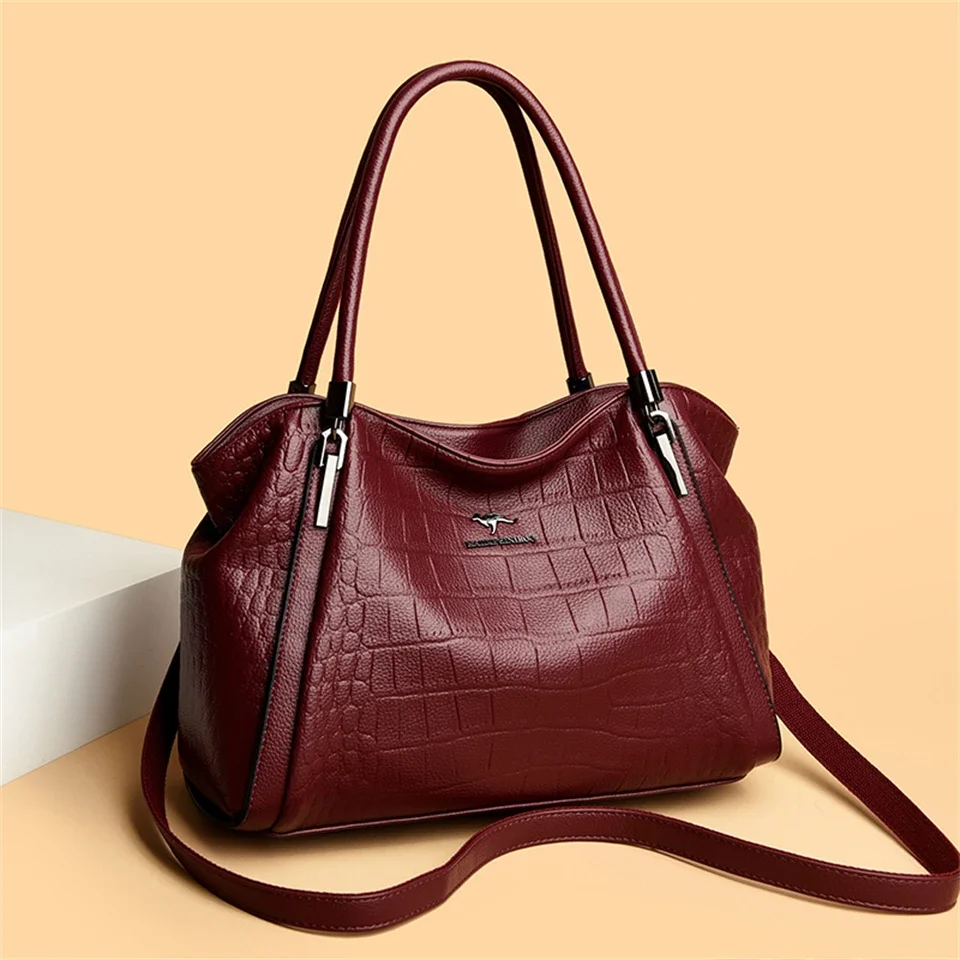 

Women's Genuine Brand Soft Leather Handbag Casual Tote Bag Designer Ladies Large Shoulder Crossbody Commuting Bag Sac A Main