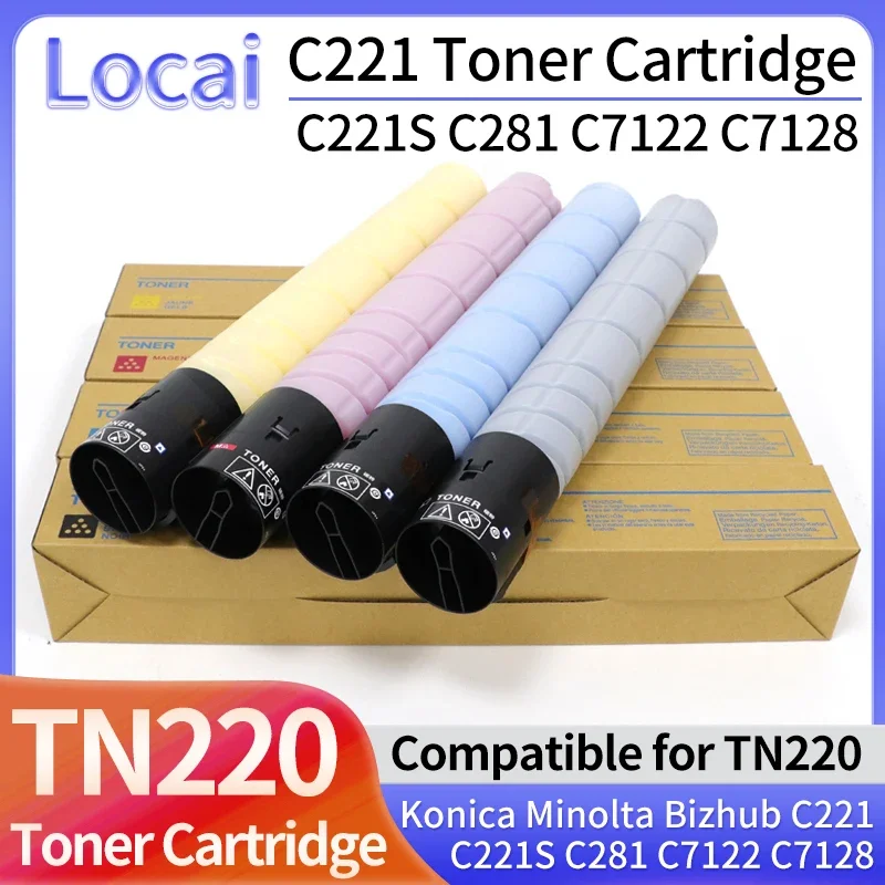 TN220 Compatible Color Toner Cartridge Bizhub C221 C221S C281 C7122 C7128 for Konica Minolta Powder TN-220 TN220 BK C M Y