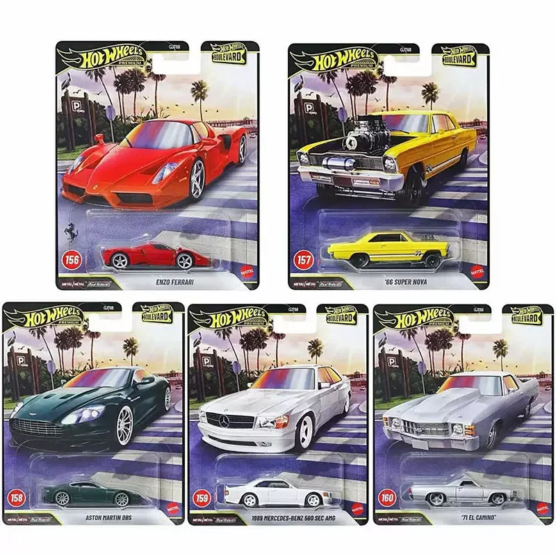 Coches de Juguete Originales Hot Wheels Premium Car Boulevard, Modelo a Escala 1/64 de Enzo Ferrari 66 Super Nova Benz, Vehículos de Metal, Regalo de Cumpleaños