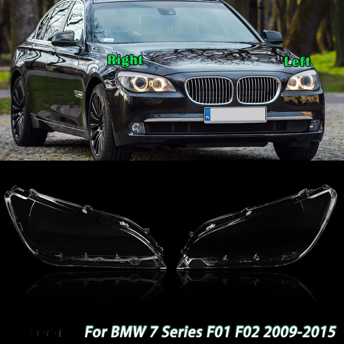 For BMW 7 Series F01 F02 730 735 740 750 760 2009-2015 Left Right Headlight Lampshade Transparent Headlight Lens Lampshade Cover