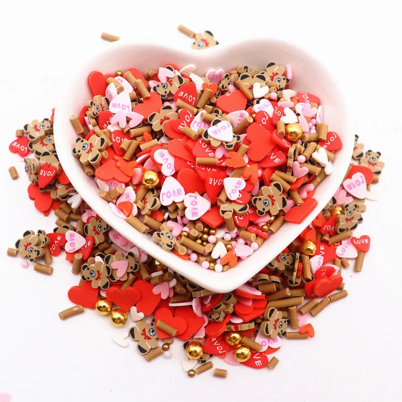 10g Mix Love Heart Clay Slice Polymer Clay Heart Sprinkles Pink Flake Nail Art Decorations Manicure Design Accessories Tool