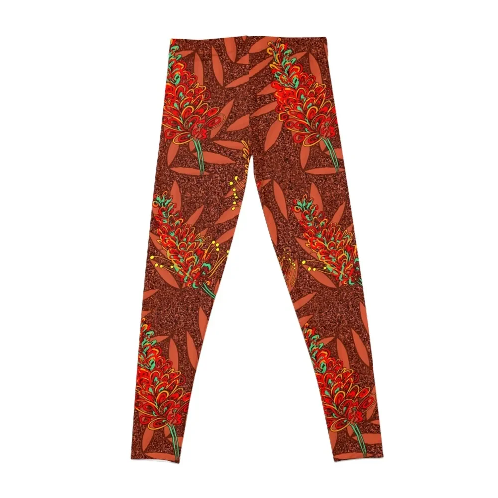 Australian Native Floral Print Leggings Sports pants for Sports female sports for Tight fitting woman Womens Leggings