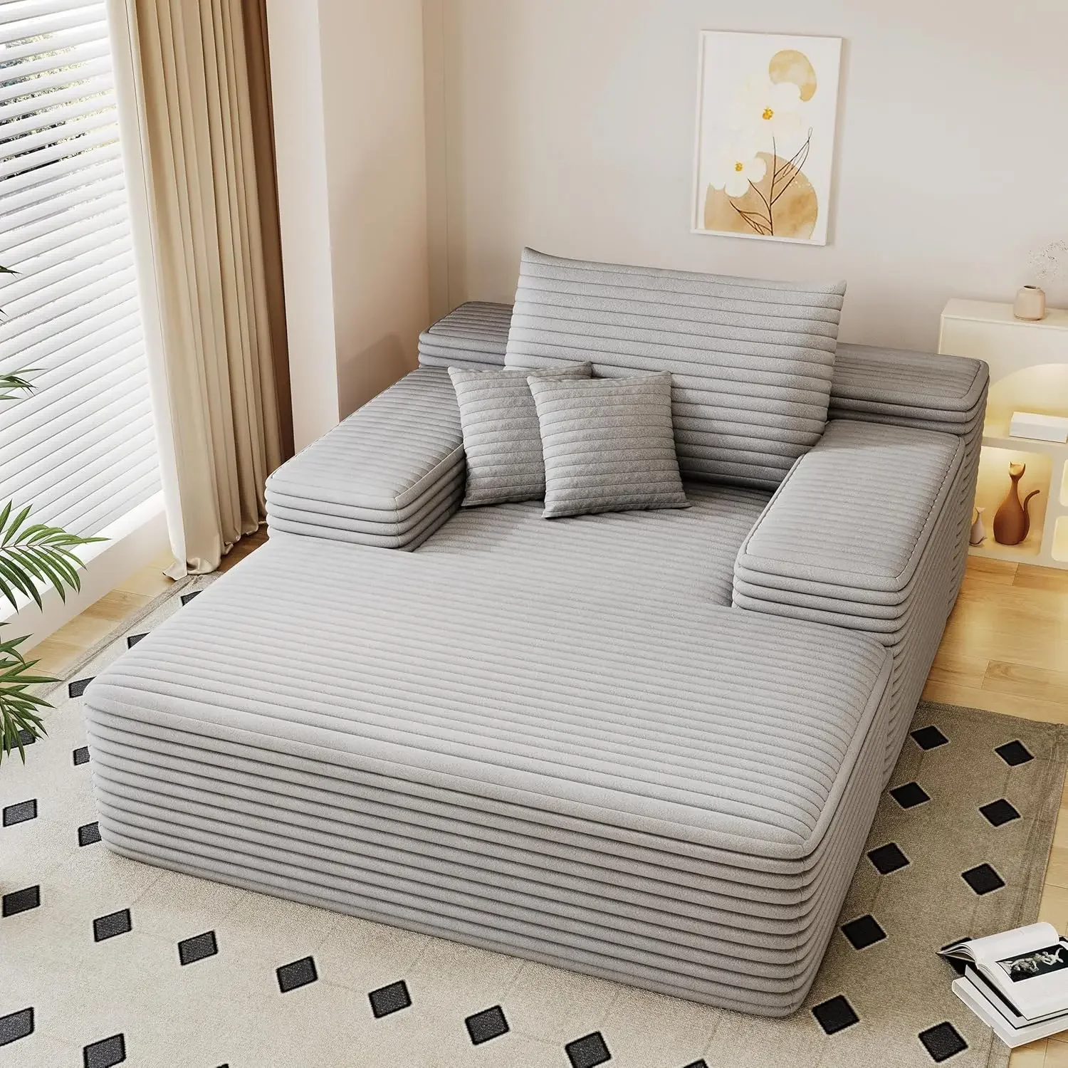 كرسي استرخاء كبير الحجم من إسفنج الذاكرة لغرف النوم وغرف المعيشة، أريكة سحابية مع رمي لراحة السرير النائم #4